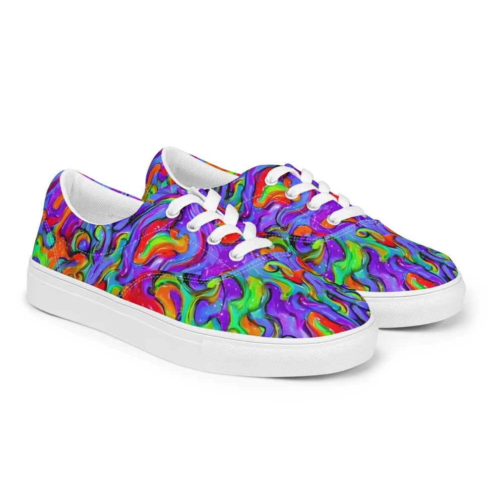 Vivid Meltdown on Men's Lace-Up Canvas Shoes — Right Front