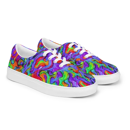 Vivid Meltdown on a Men's Lace-Up Canvas Shoes