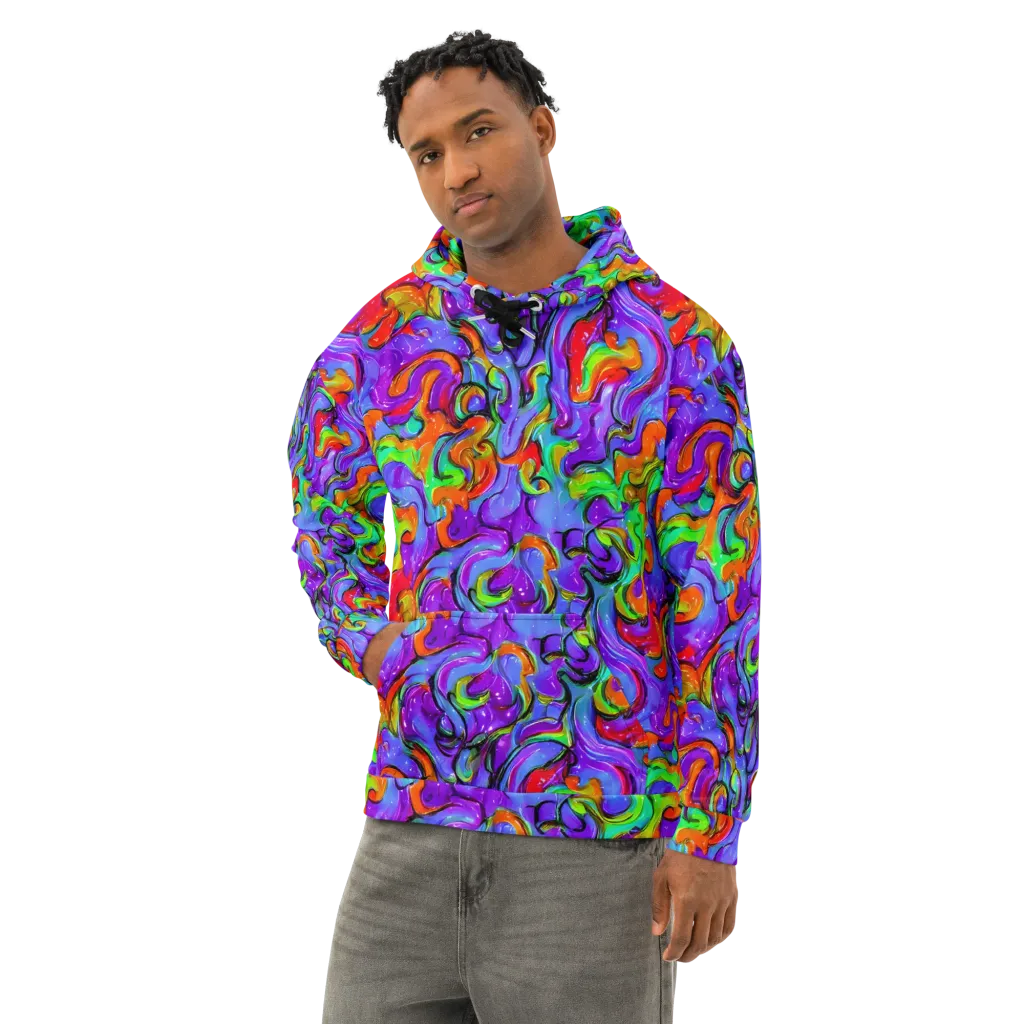 Vivid Meltdown on Cotton Hoodie — Left Front