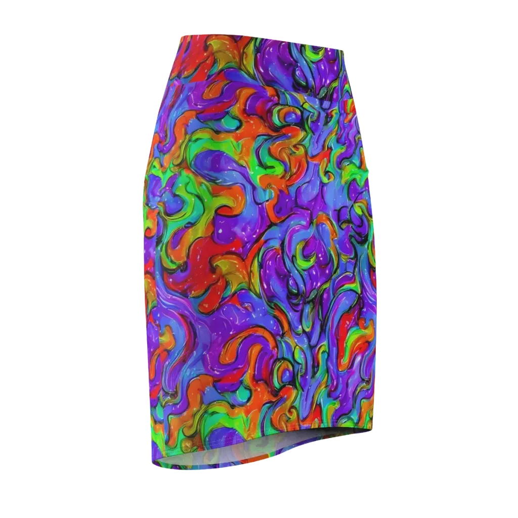 Vivid Meltdown on Pencil Skirt — Front Side