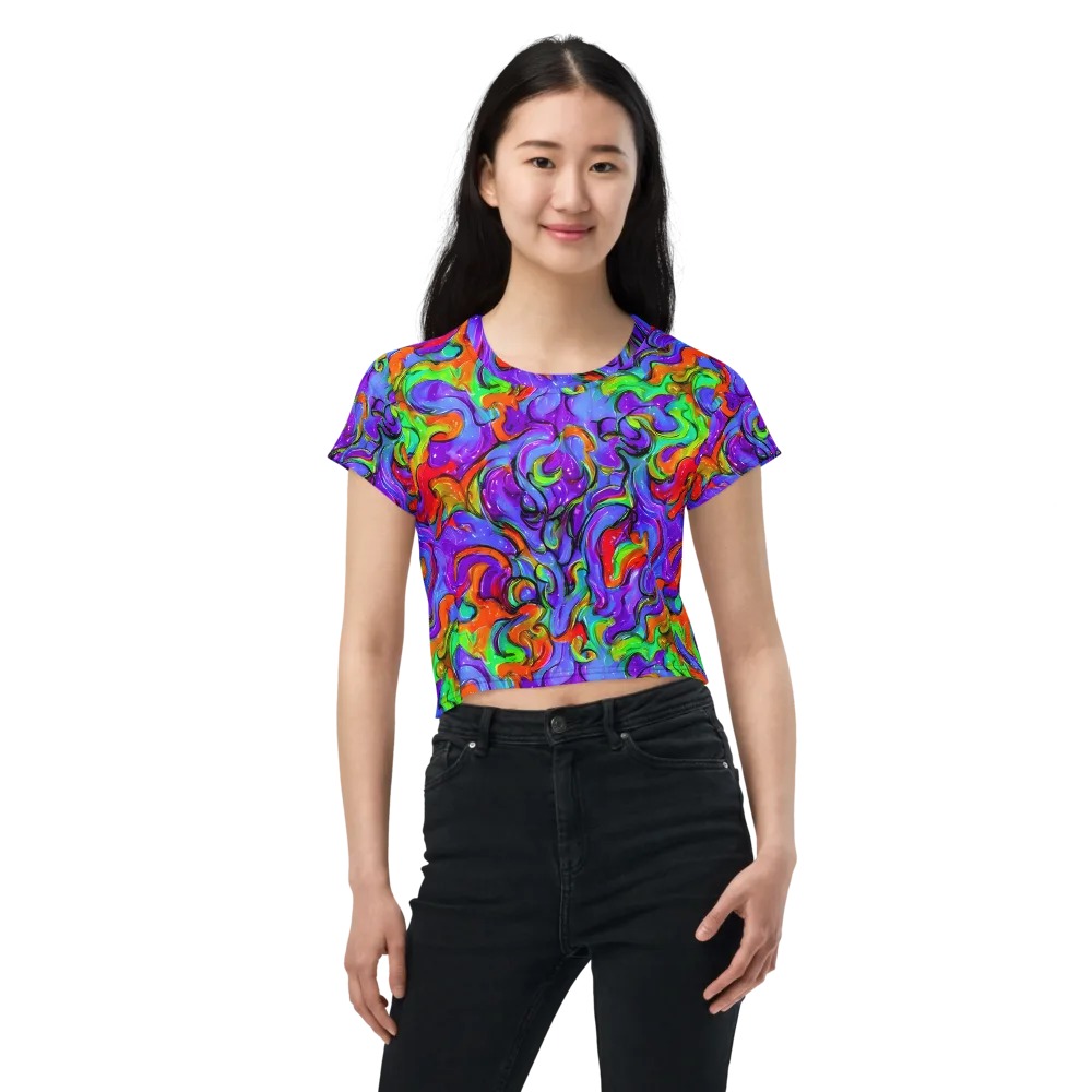Vivid Meltdown on Crop Tee — Front