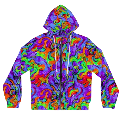 Vivid Meltdown on a Women's Full-Zip Hoodie