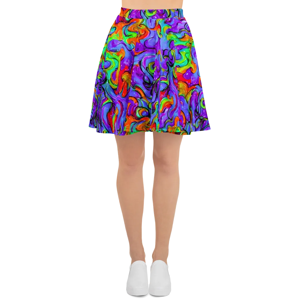 Vivid Meltdown on Skater Skirt — Front