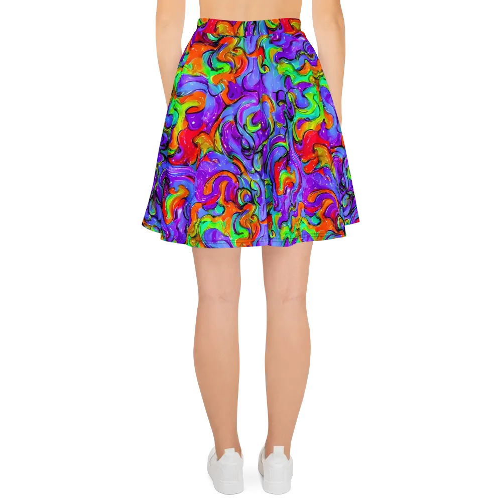 Vivid Meltdown on Skater Skirt — Back