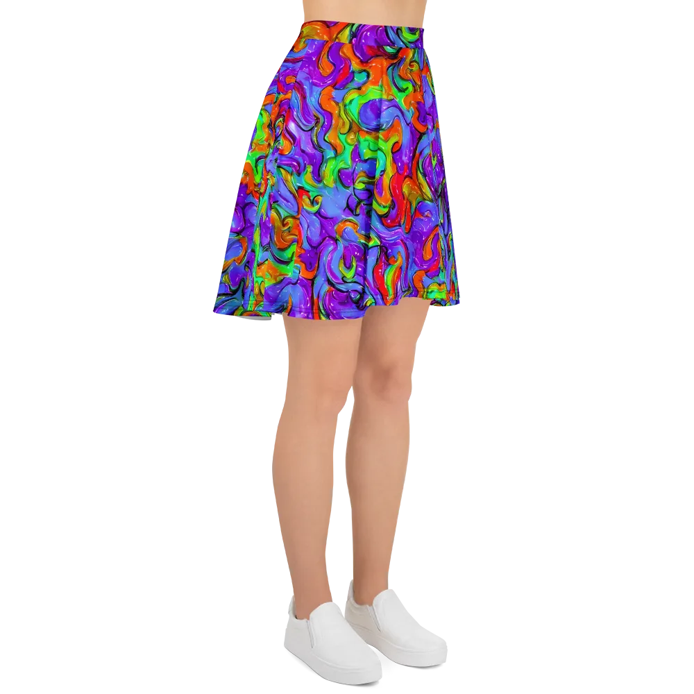Vivid Meltdown on Skater Skirt — Right