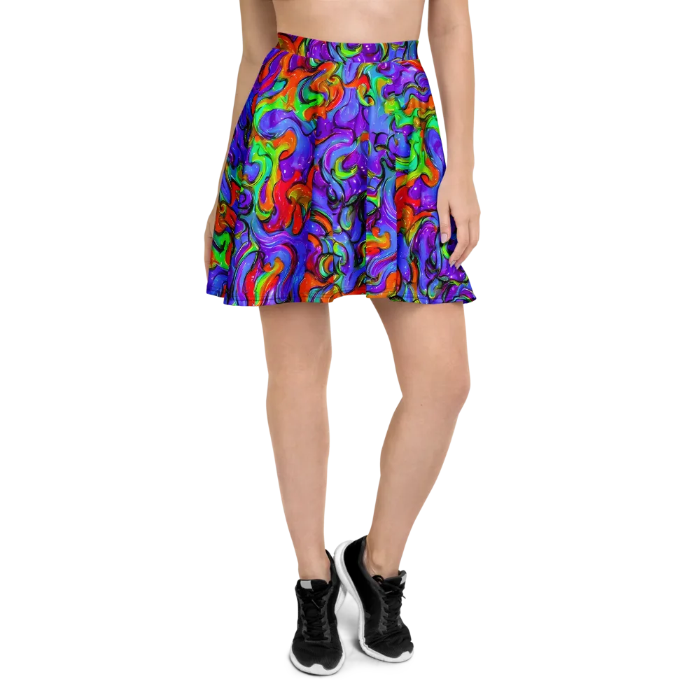 Vivid Meltdown on Skater Skirt — Front