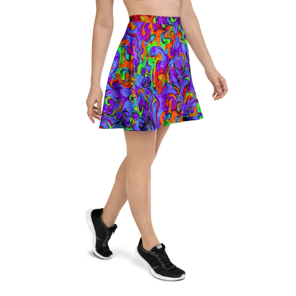 Vivid Meltdown on Skater Skirt — Right