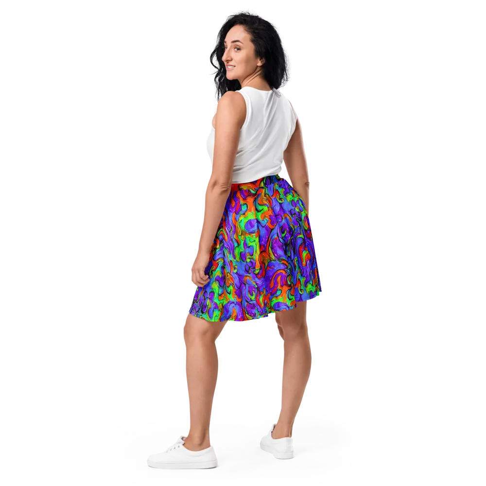 Vivid Meltdown on Skater Skirt — Back
