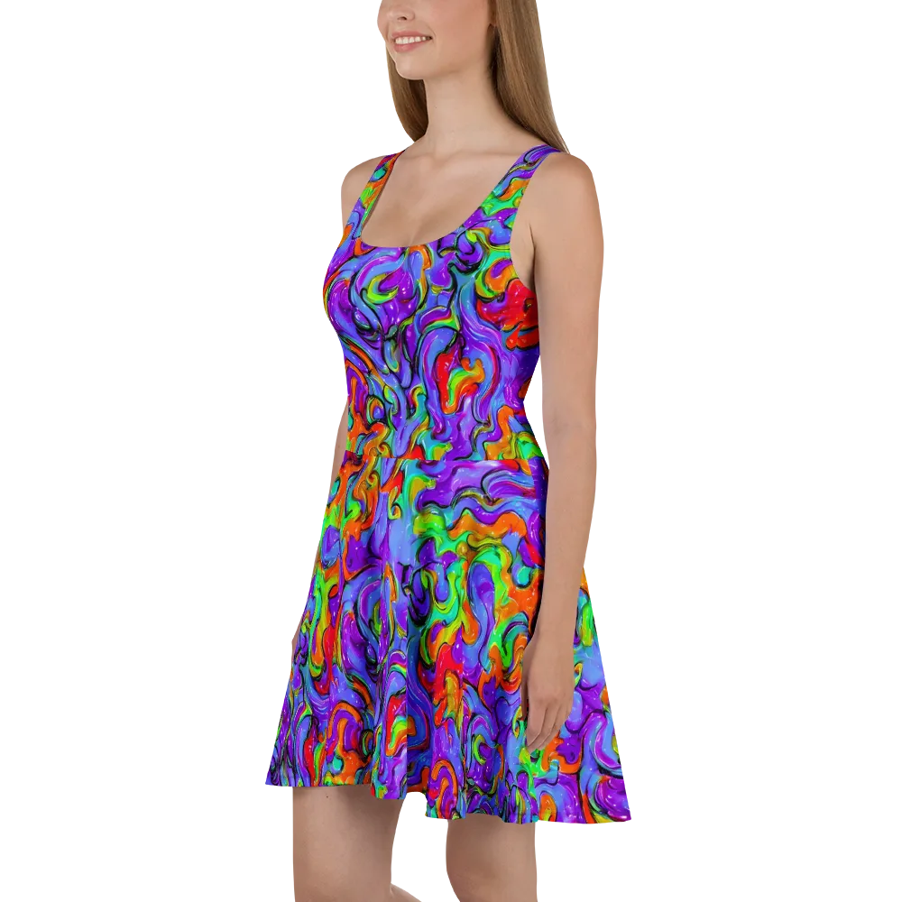 Vivid Meltdown on Skater Dress — Left