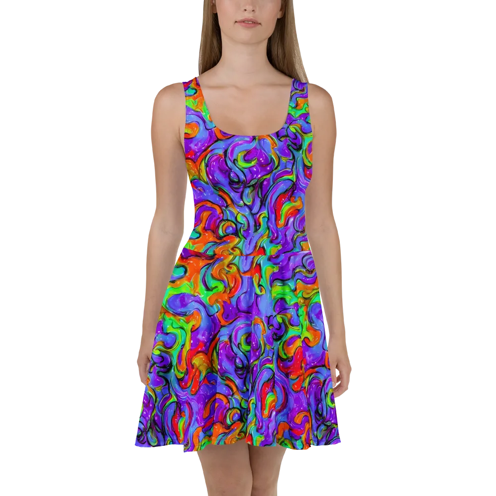 Vivid Meltdown on Skater Dress — Front