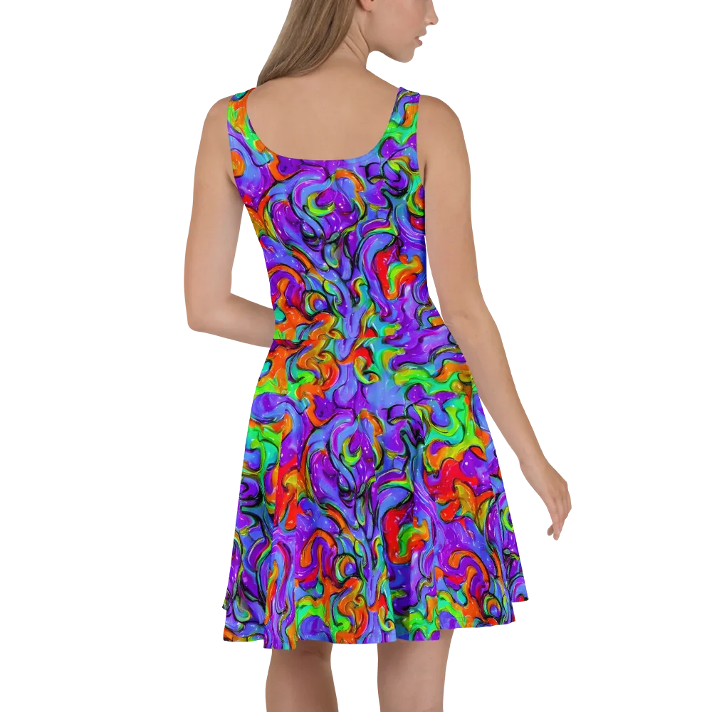 Vivid Meltdown on Skater Dress — Back