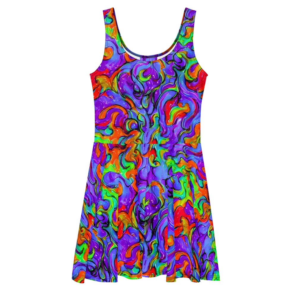 Vivid Meltdown on Skater Dress — Front