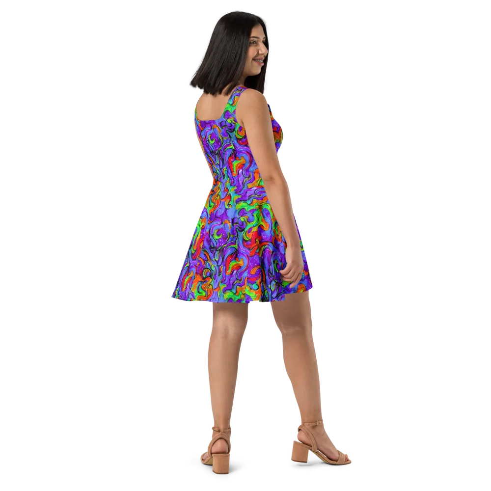 Vivid Meltdown on Skater Dress — Right