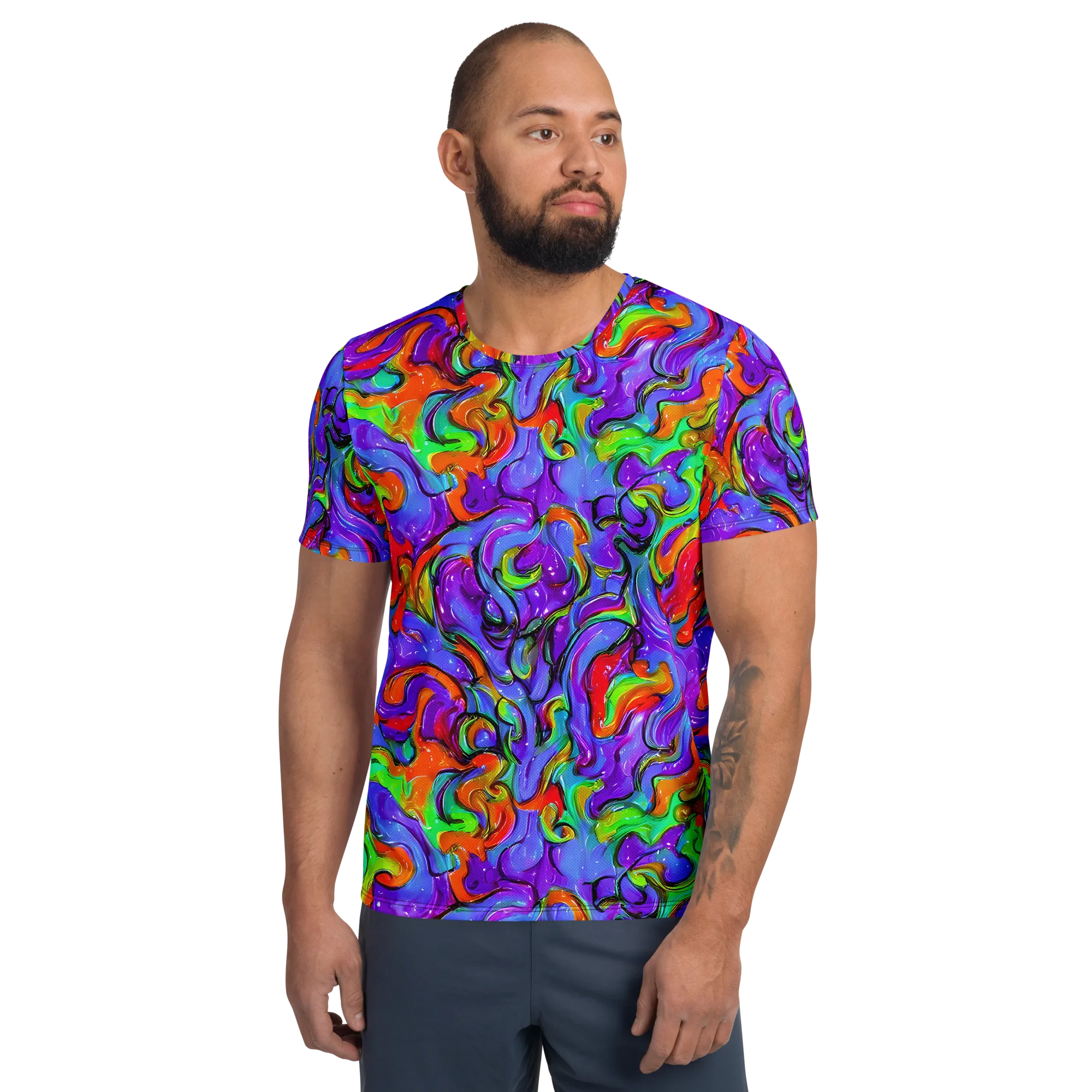 Vivid Meltdown on Men's Athletic T-Shirt — Front