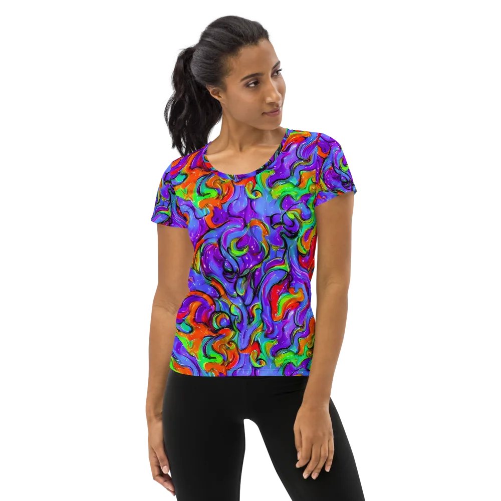 Vivid Meltdown on Women's Athletic T-Shirt — Front