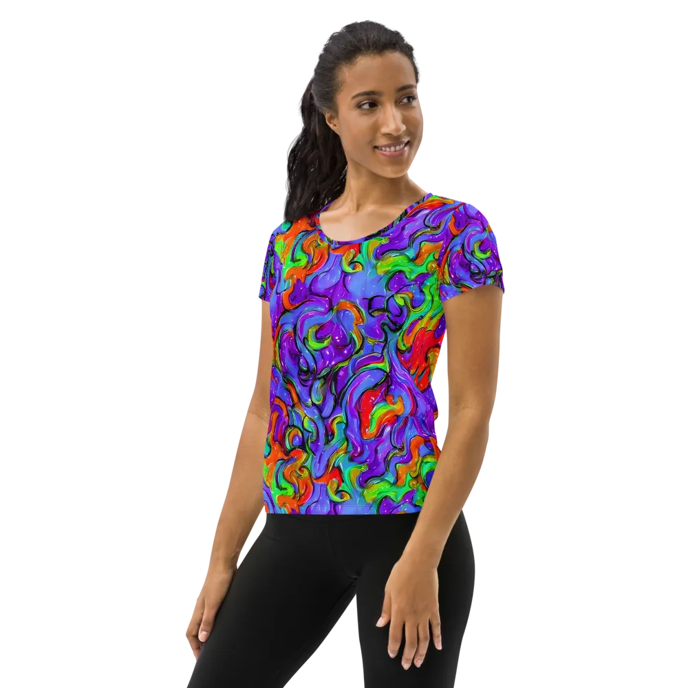 Vivid Meltdown on Women's Athletic T-Shirt — Left
