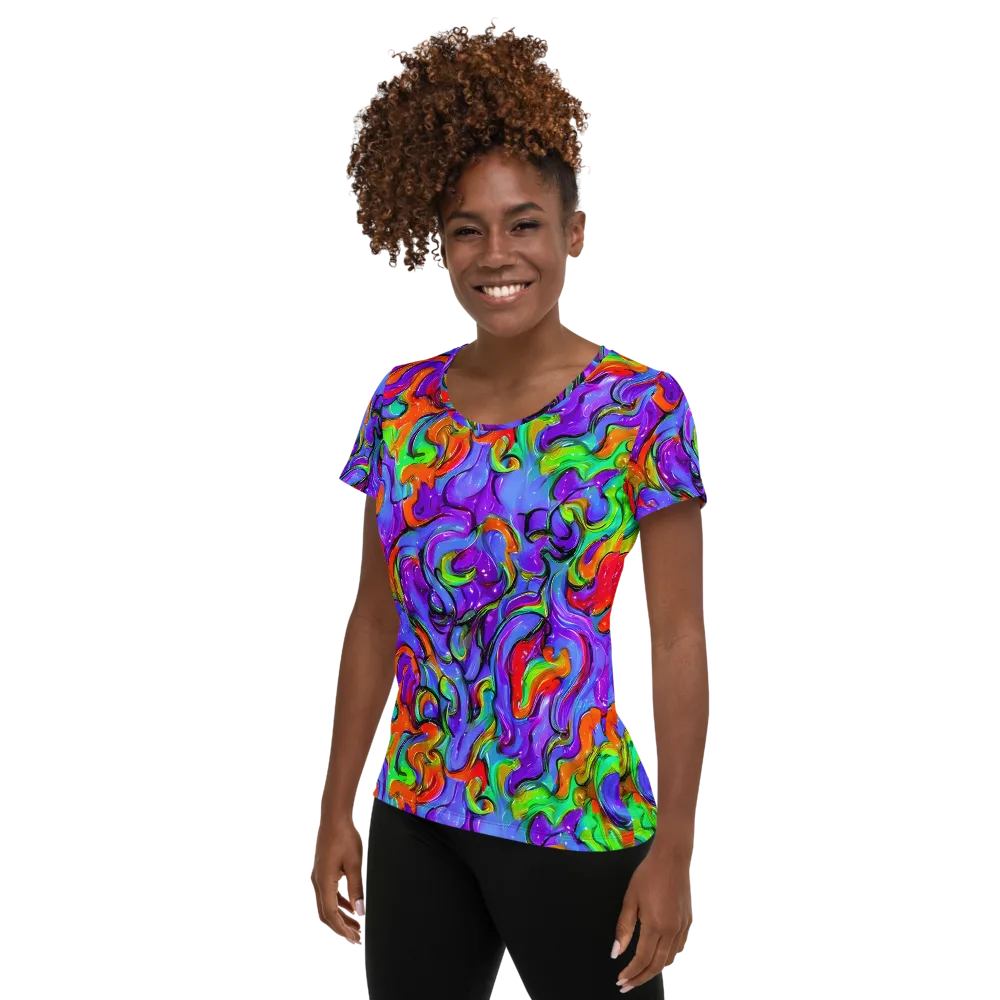 Vivid Meltdown on Women's Athletic T-Shirt — Left