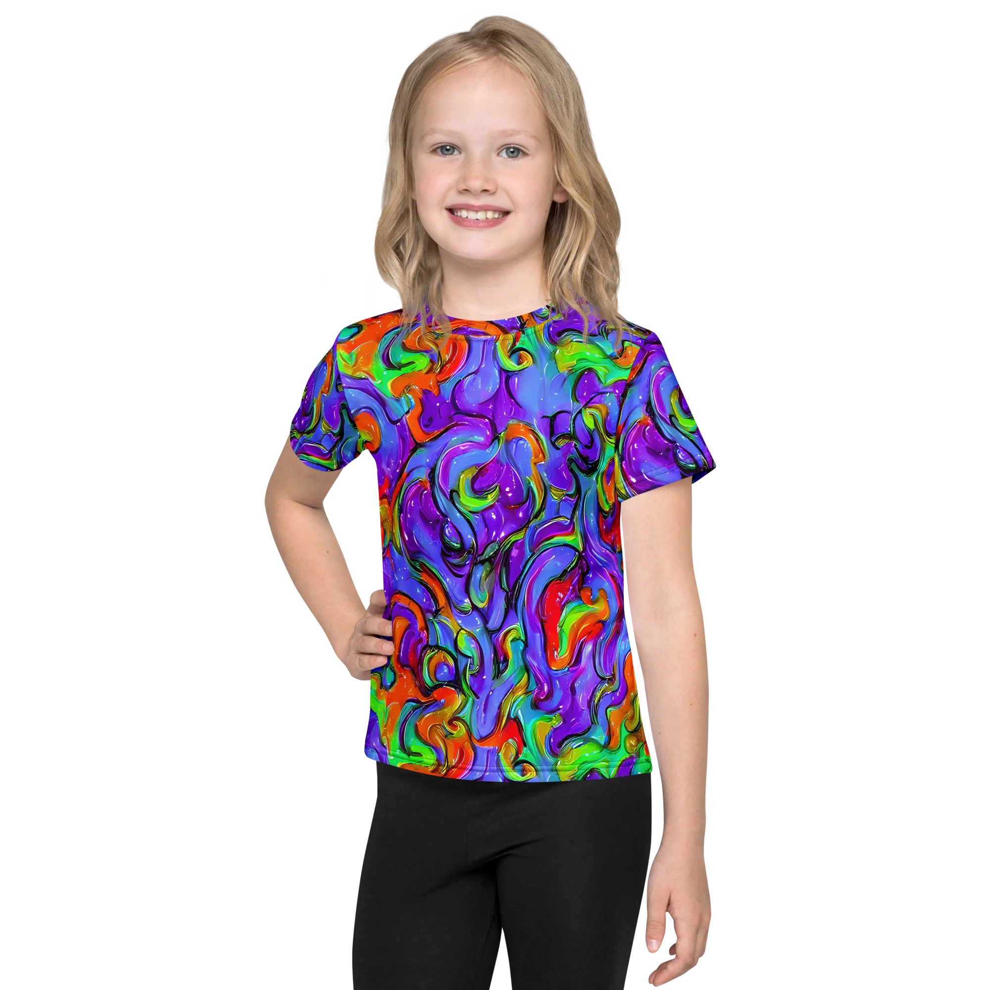 Vivid Meltdown on Kids Crew Neck T-Shirt — Front