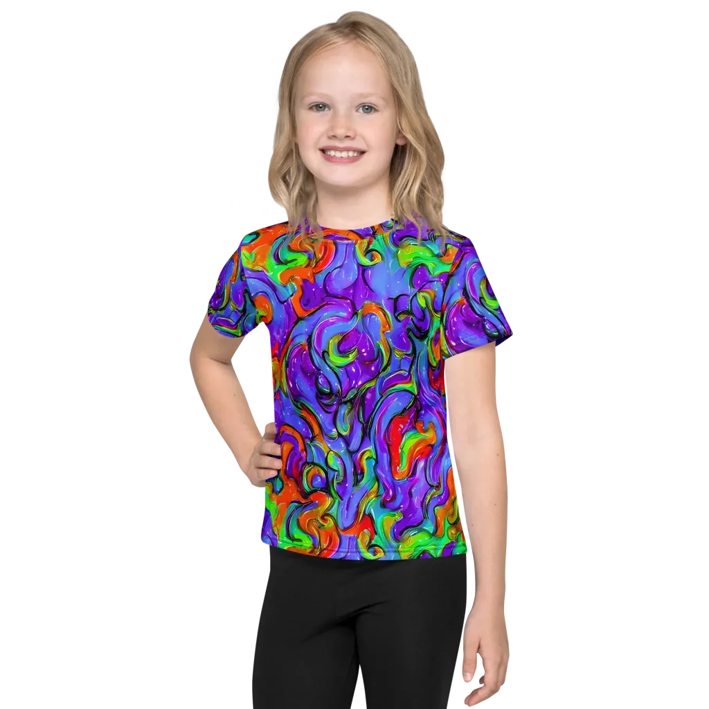 Vivid Meltdown on Kids Crew Neck T-Shirt — Front