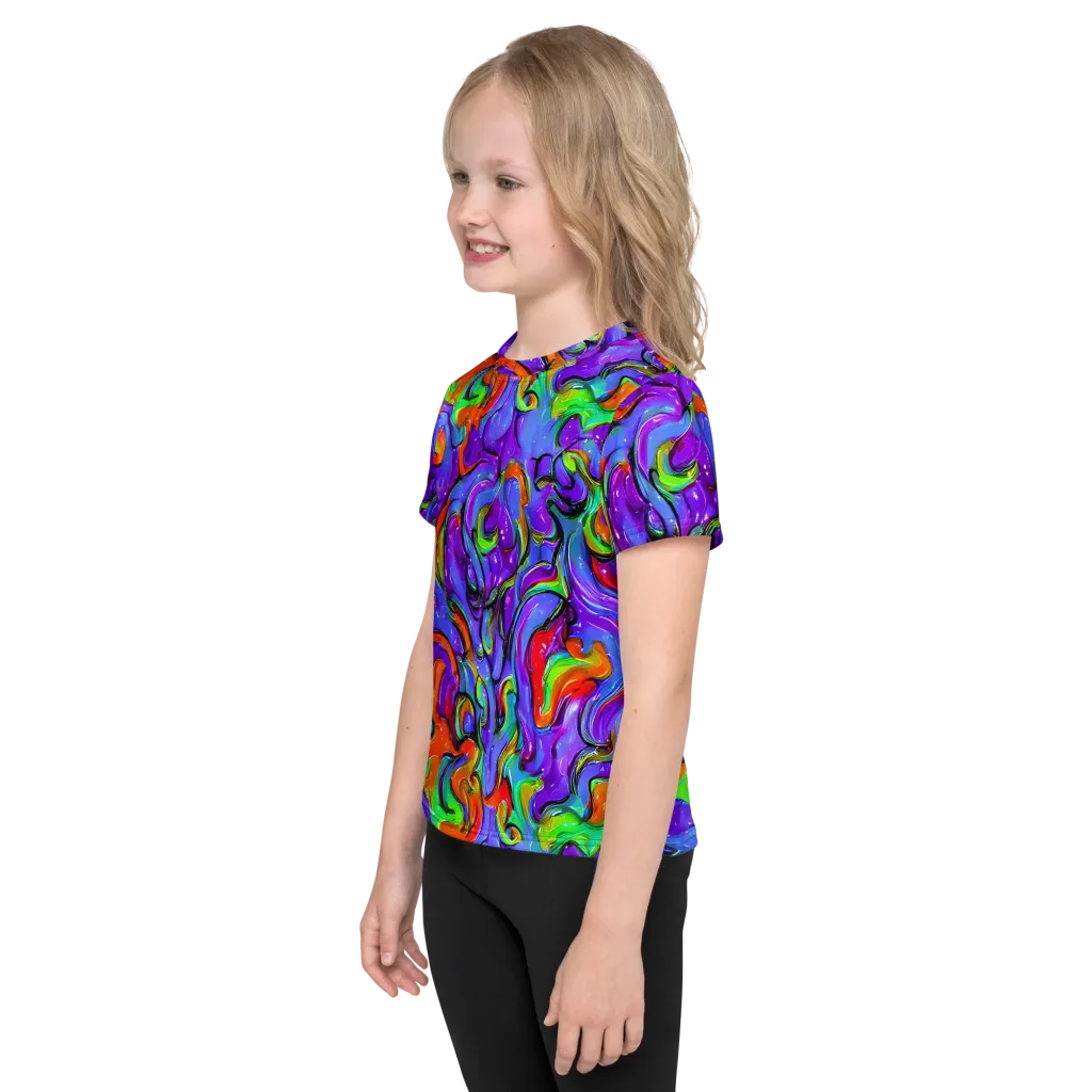 Vivid Meltdown on Kids Crew Neck T-Shirt — Left