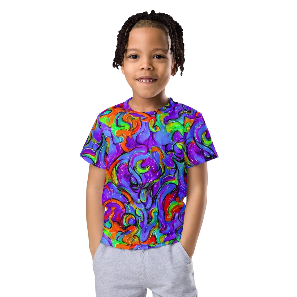 Vivid Meltdown on Kids Crew Neck T-Shirt — Front