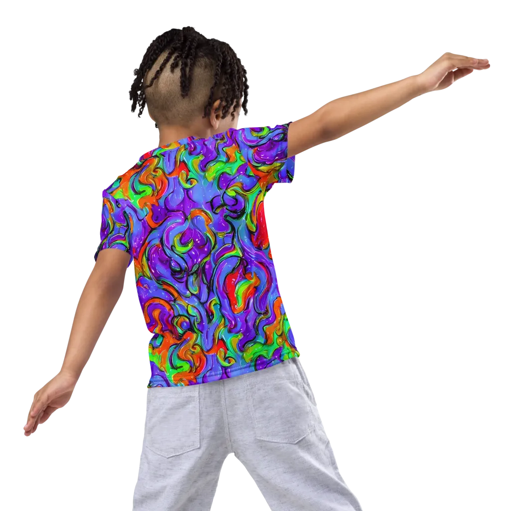 Vivid Meltdown on Kids Crew Neck T-Shirt — Back