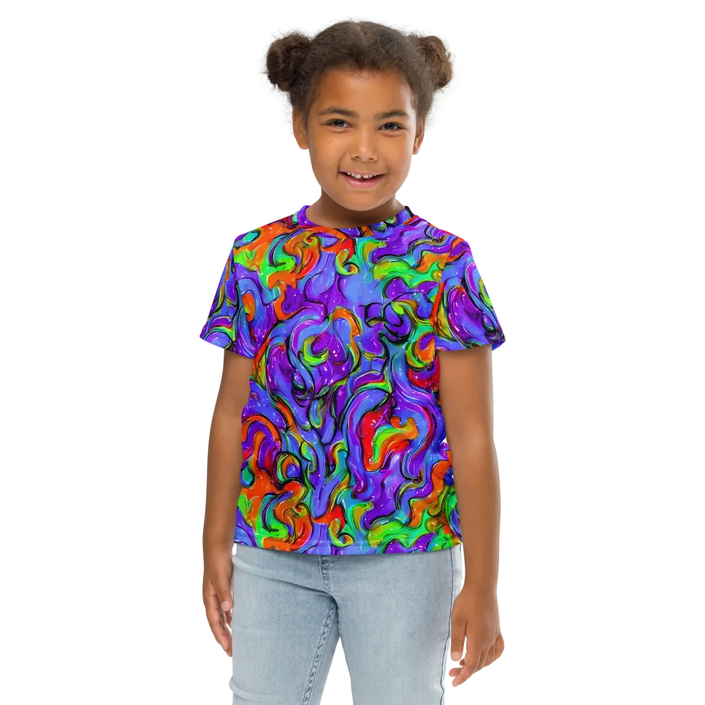 Vivid Meltdown on Kids Crew Neck T-Shirt — Front