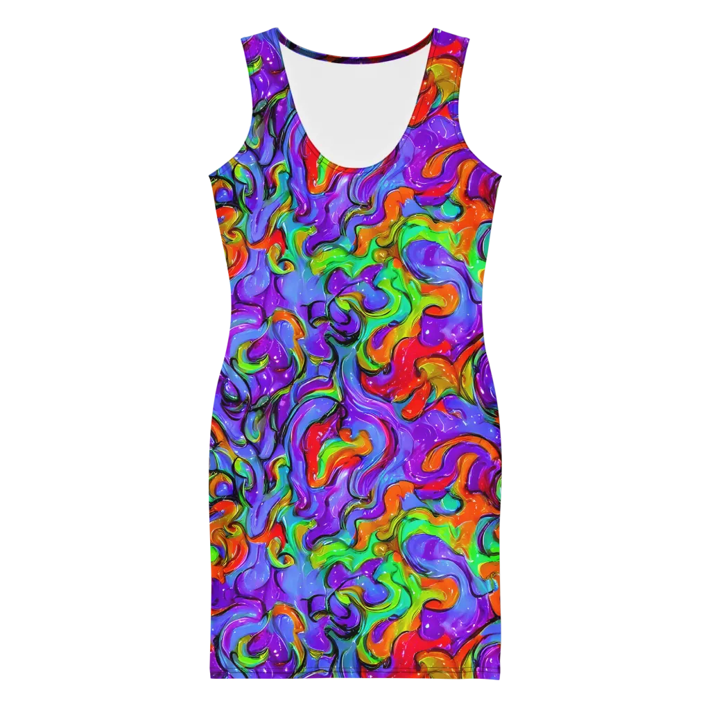 Vivid Meltdown on Bodycon Dress — Front