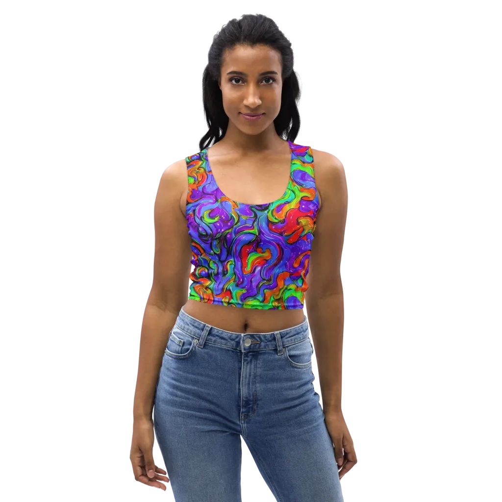Vivid Meltdown on Crop Top — Front