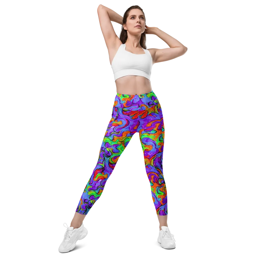 Vivid Meltdown on Leggings with Pockets — Front