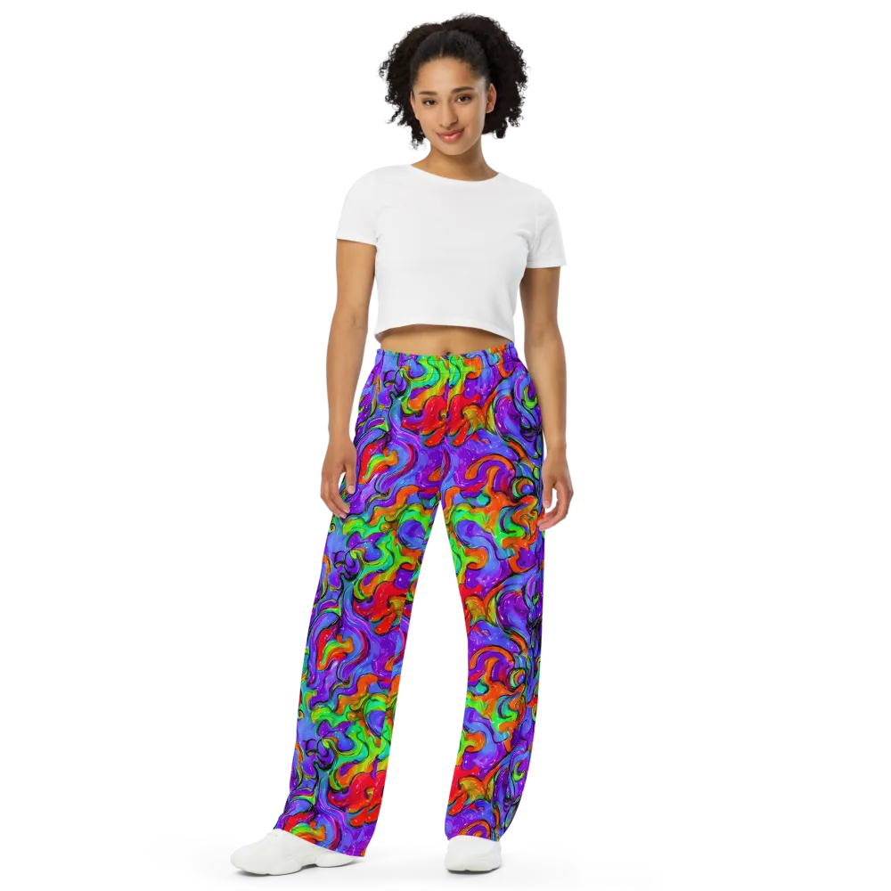 Vivid Meltdown on Wide-Leg Pants — Front