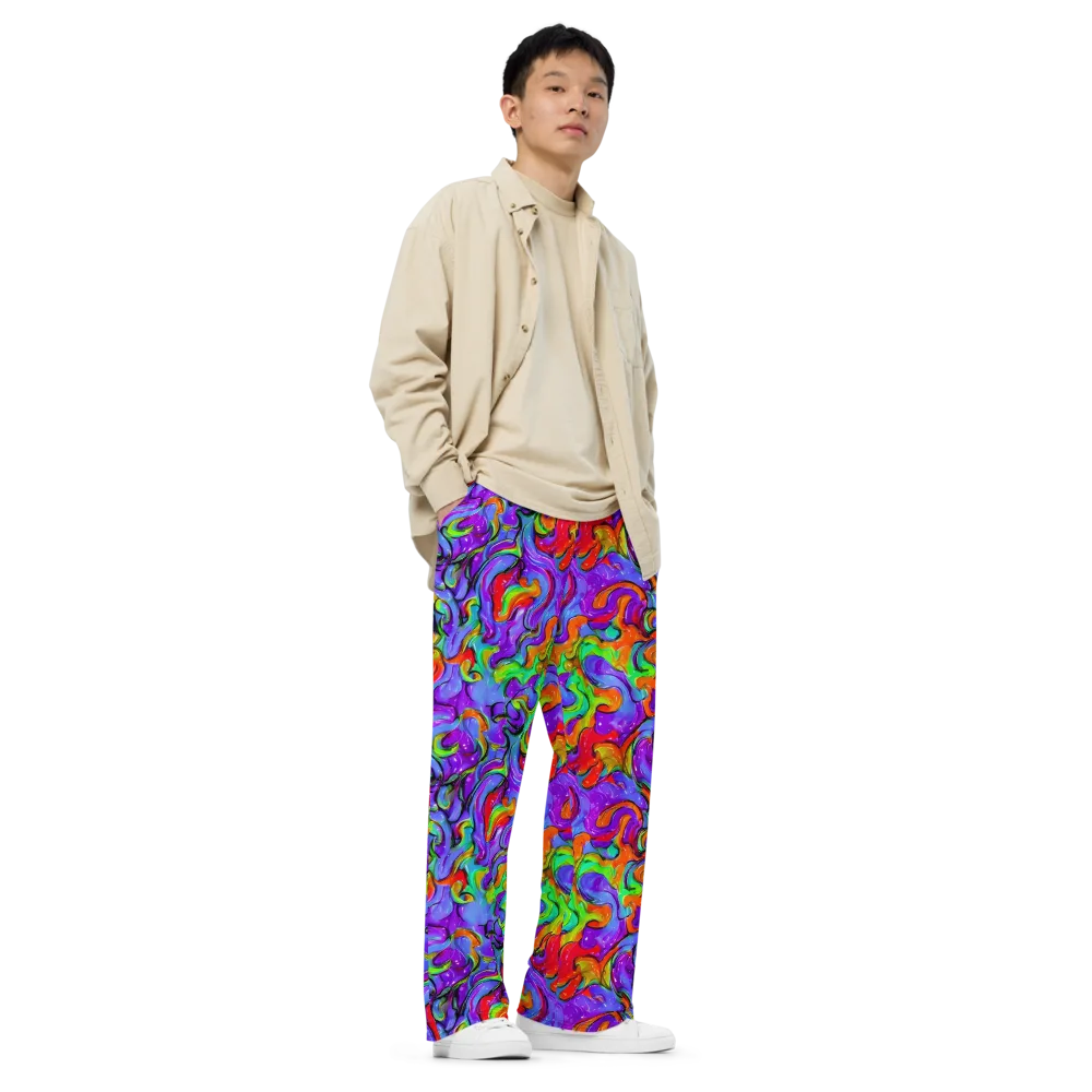 Vivid Meltdown on Wide-Leg Pants — Right Front