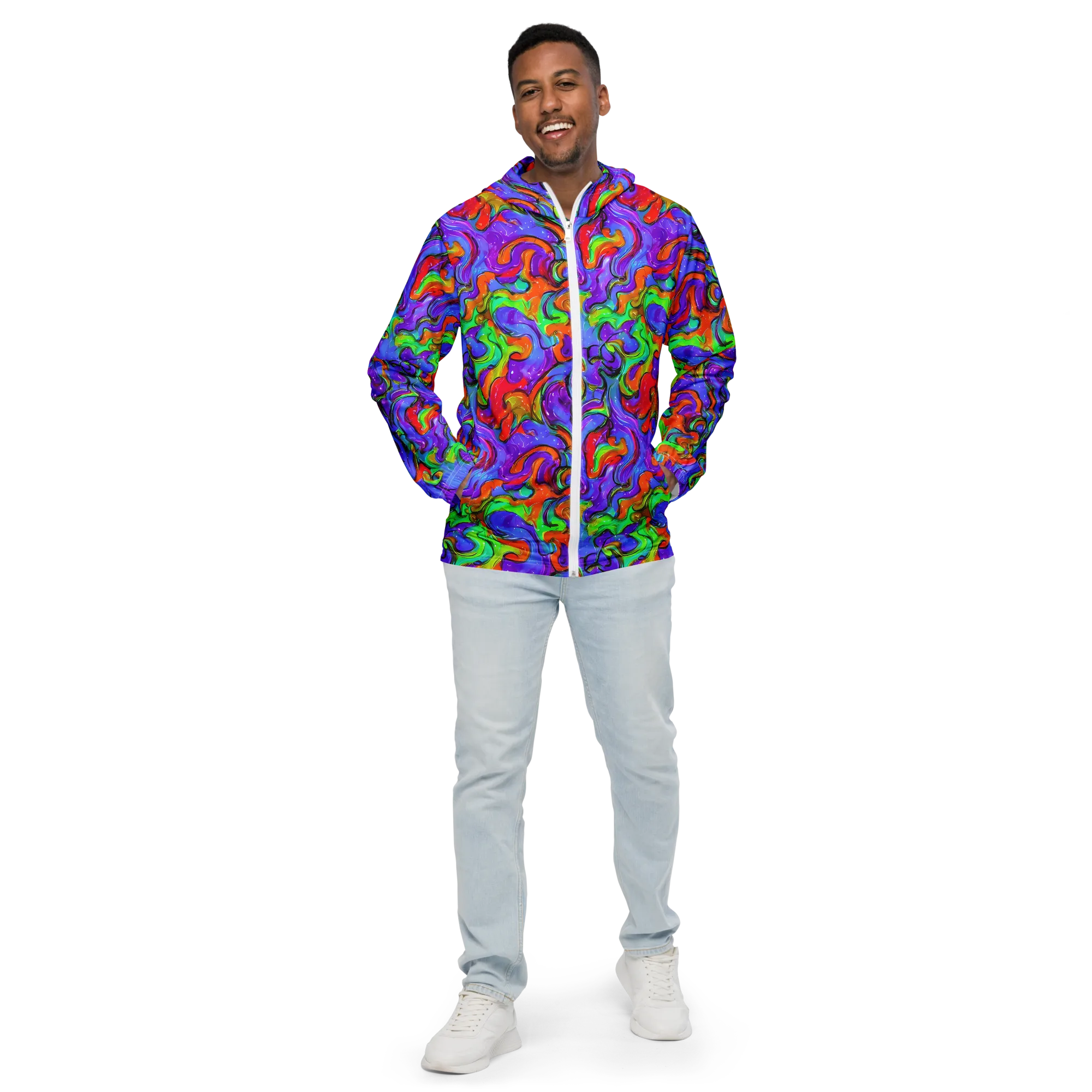 Vivid Meltdown on Men's Windbreaker — Front