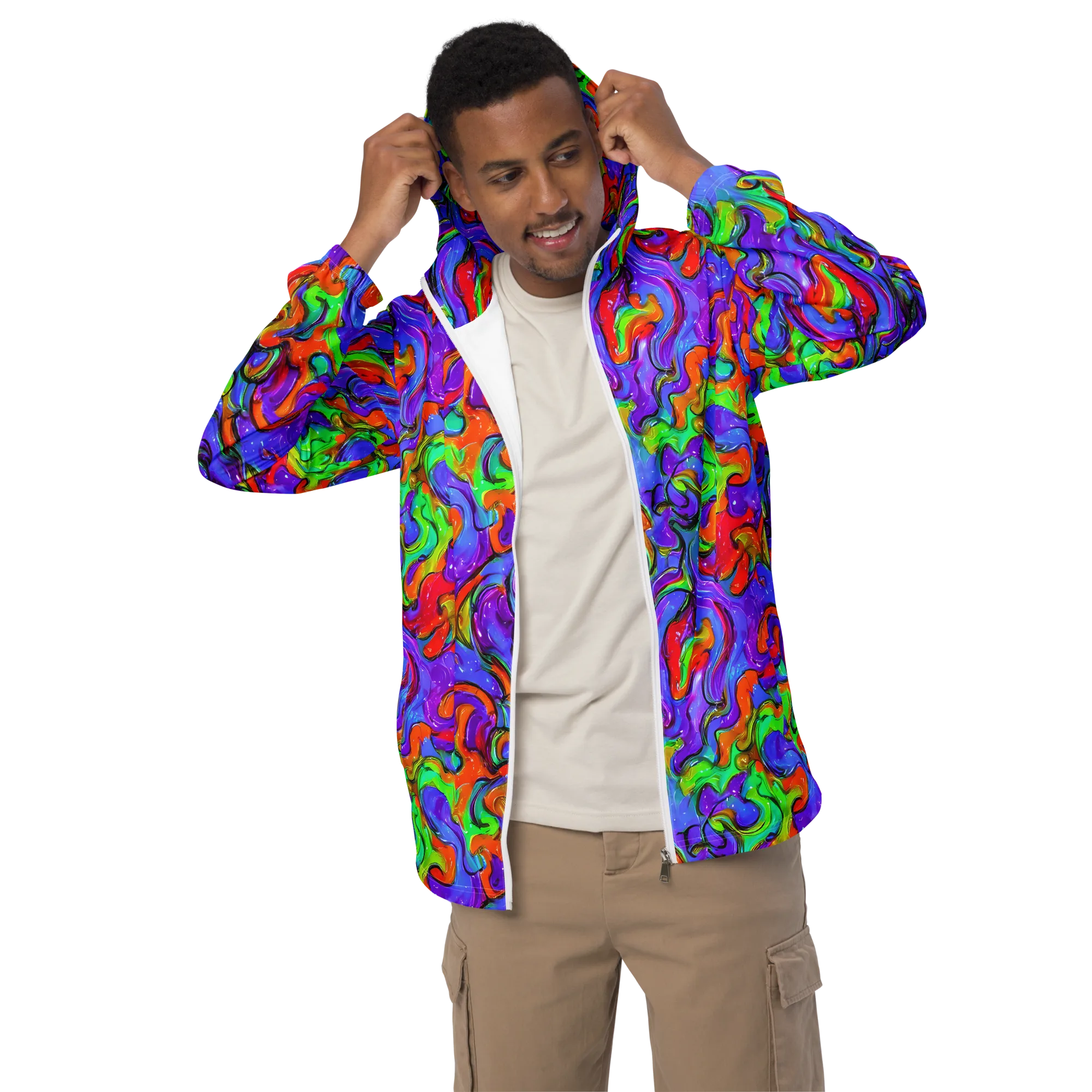 Vivid Meltdown on Men's Windbreaker — Front