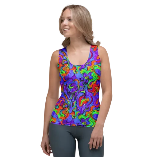 Vivid Meltdown on a Women's Tank Top