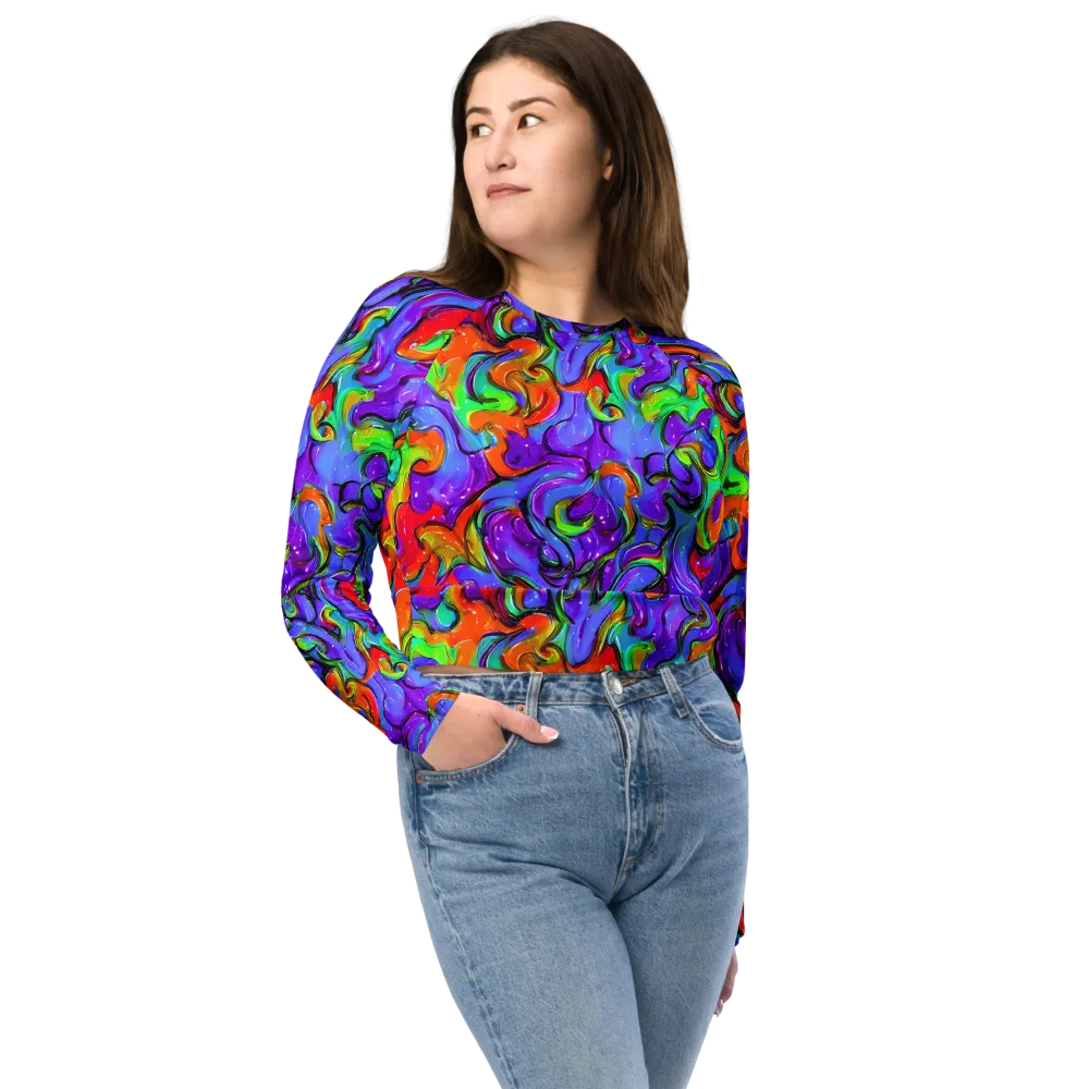 Vivid Meltdown on Long Sleeve Crop Top — Front