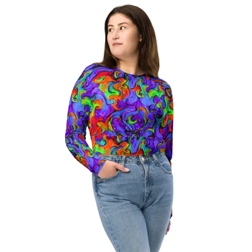 Vivid Meltdown on a Long Sleeve Crop Top