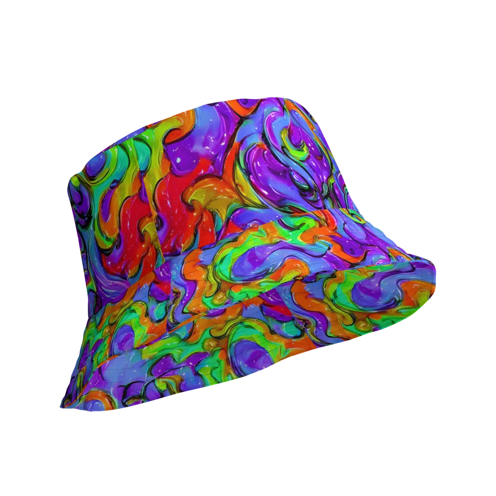 Vivid Meltdown on Reversible Bucket Hat — Product details Outside