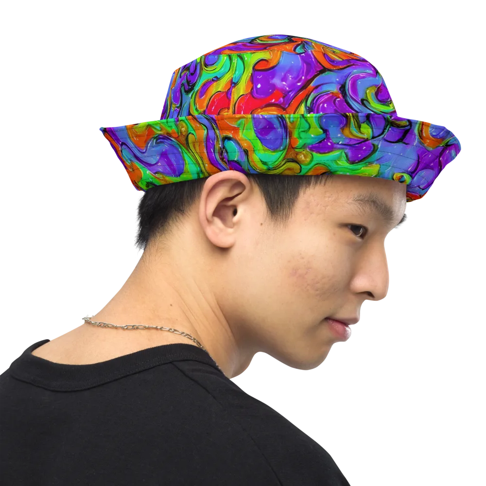 Vivid Meltdown on Reversible Bucket Hat — Right Outside