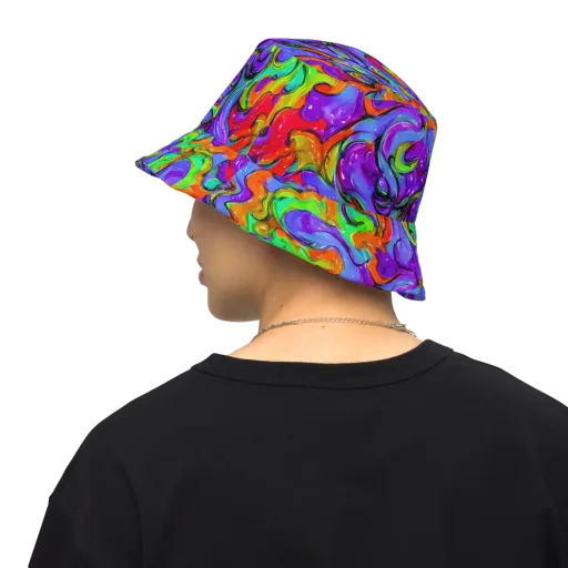 Vivid Meltdown on a Reversible Bucket Hat