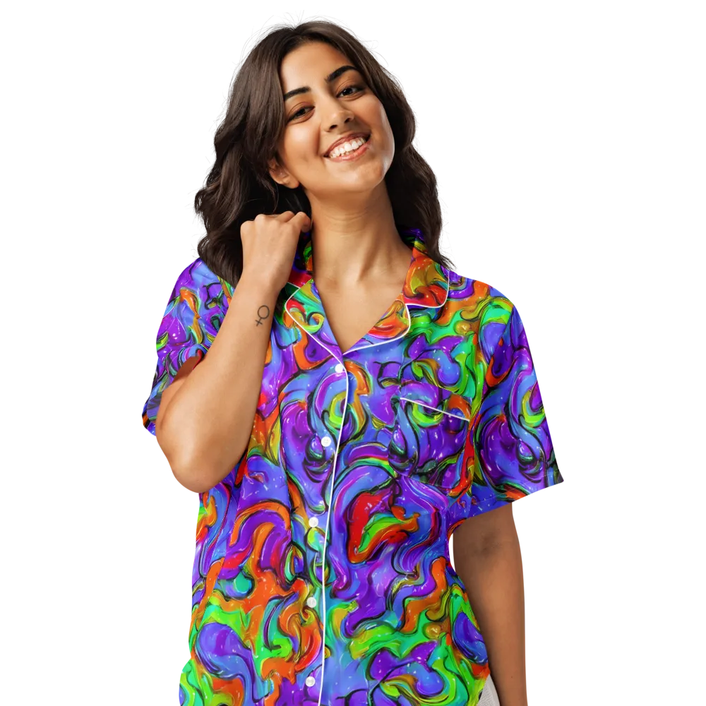 Vivid Meltdown on Women's Short Sleeve Pajama Top — Front