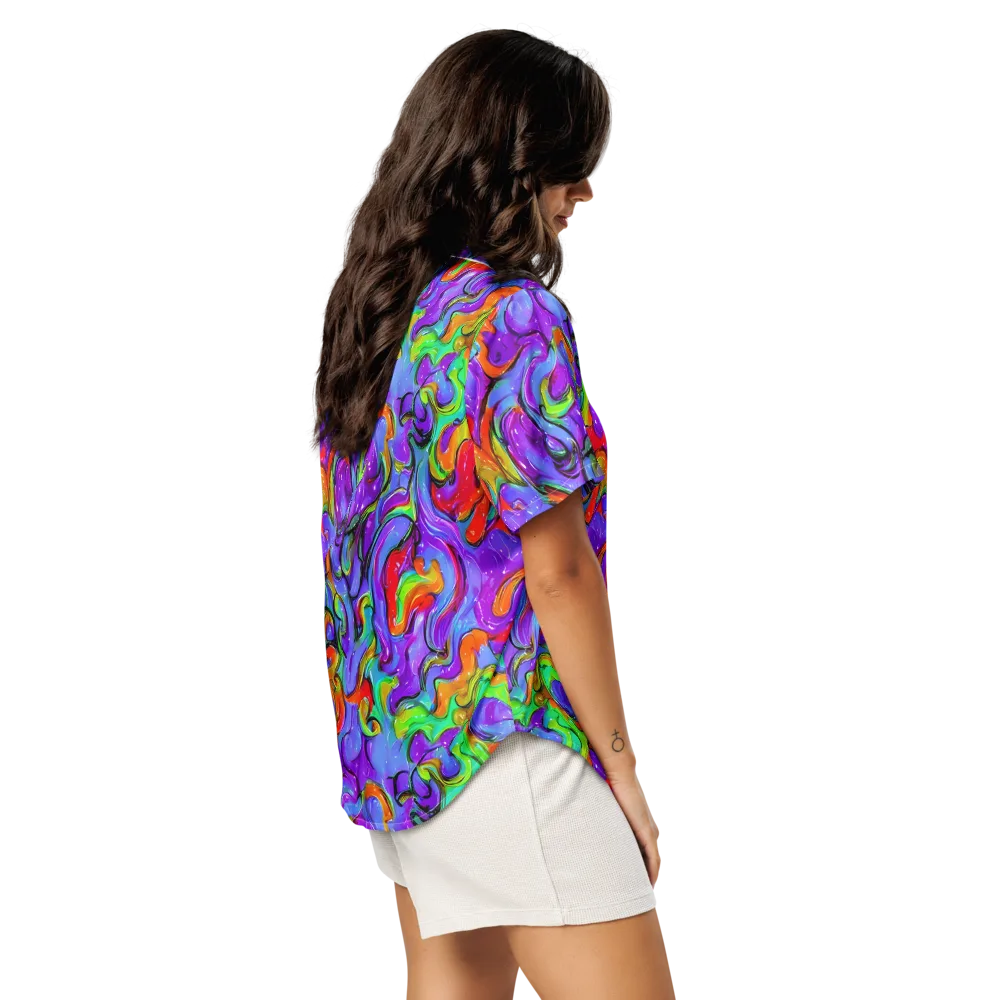 Vivid Meltdown on Women's Short Sleeve Pajama Top — Right Back