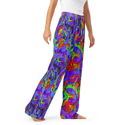 Vivid Meltdown on a Women's Pajama Pants