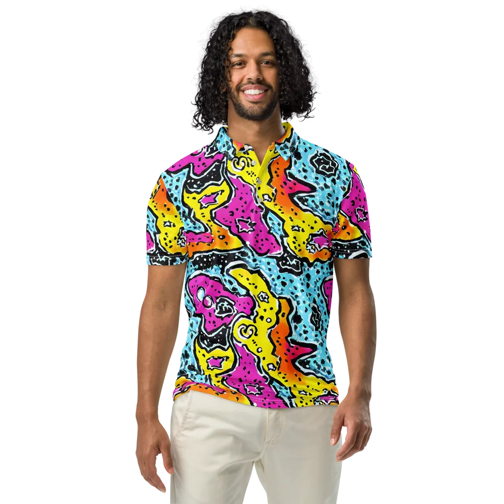 Acid Splash on Men's Slim Fit Polo Shirt — Front