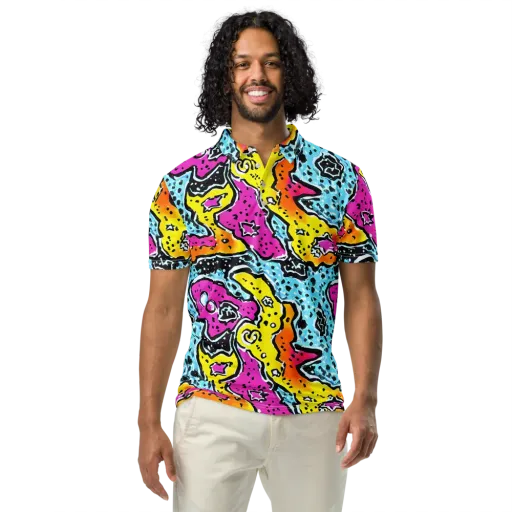 Acid Splash on a Men's Slim Fit Polo Shirt
