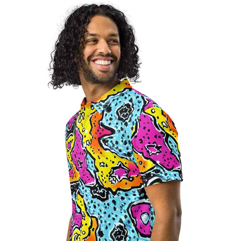 Acid Splash on Men's Slim Fit Polo Shirt — Left Front
