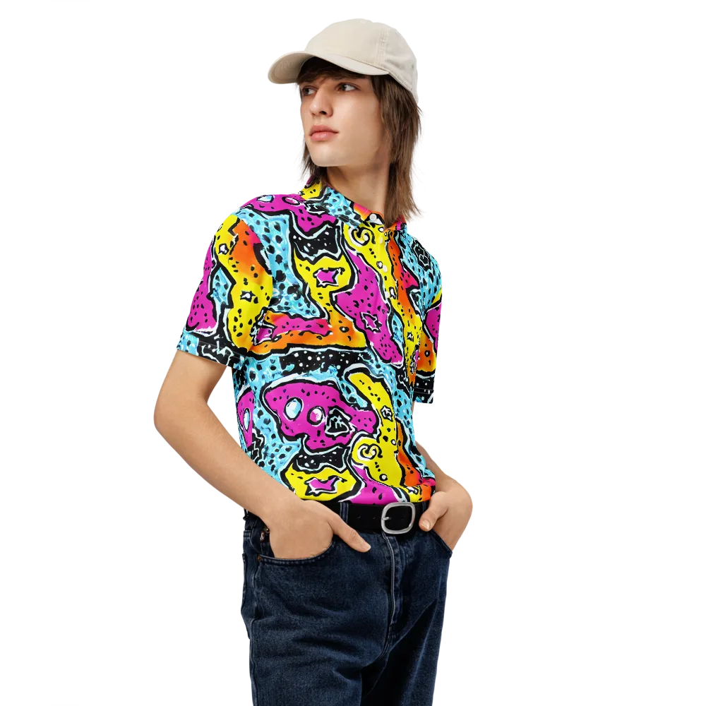 Acid Splash on Men's Slim Fit Polo Shirt — Right Front