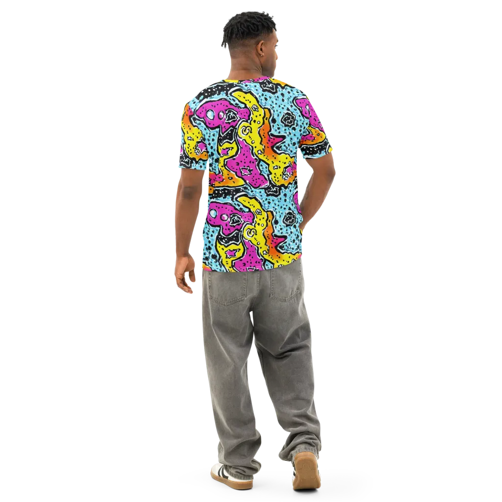 Acid Splash on Men's Cotton Crew Neck T-Shirt — Back