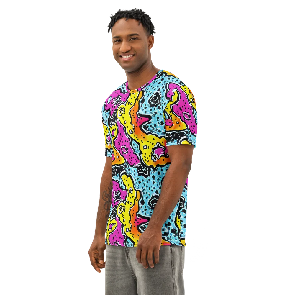 Acid Splash on Men's Cotton Crew Neck T-Shirt — Left Front