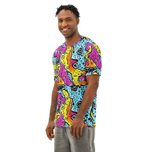 Acid Splash on a Men's Cotton Crew Neck T-Shirt